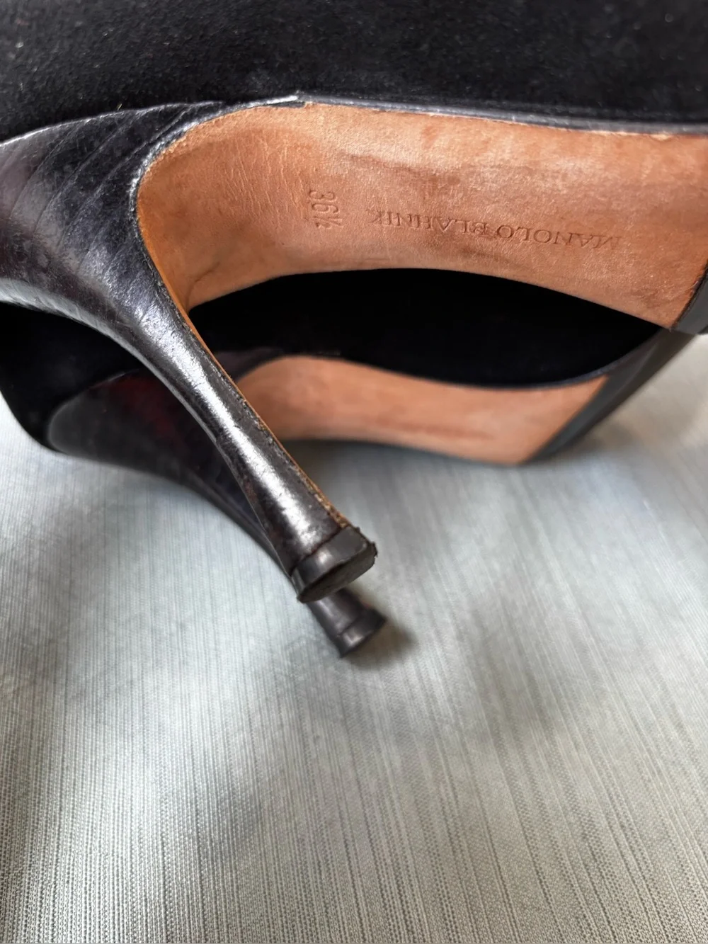 Manolo Blahnik Black Stretch-Suede Over-the-Knee Stiletto Boots Pamfilo 90